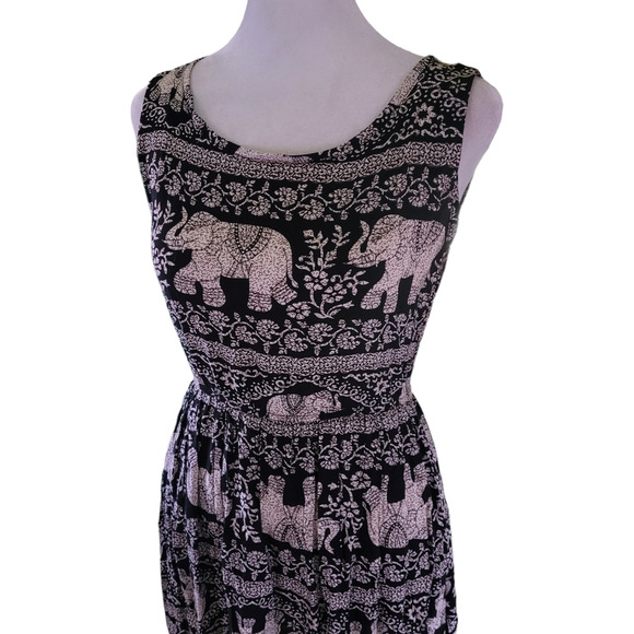 DO RE MI Elephant Print Maxi Dress Sz XS Boho Indie Beachy Vacay Resort Wear - Picture 5 of 9